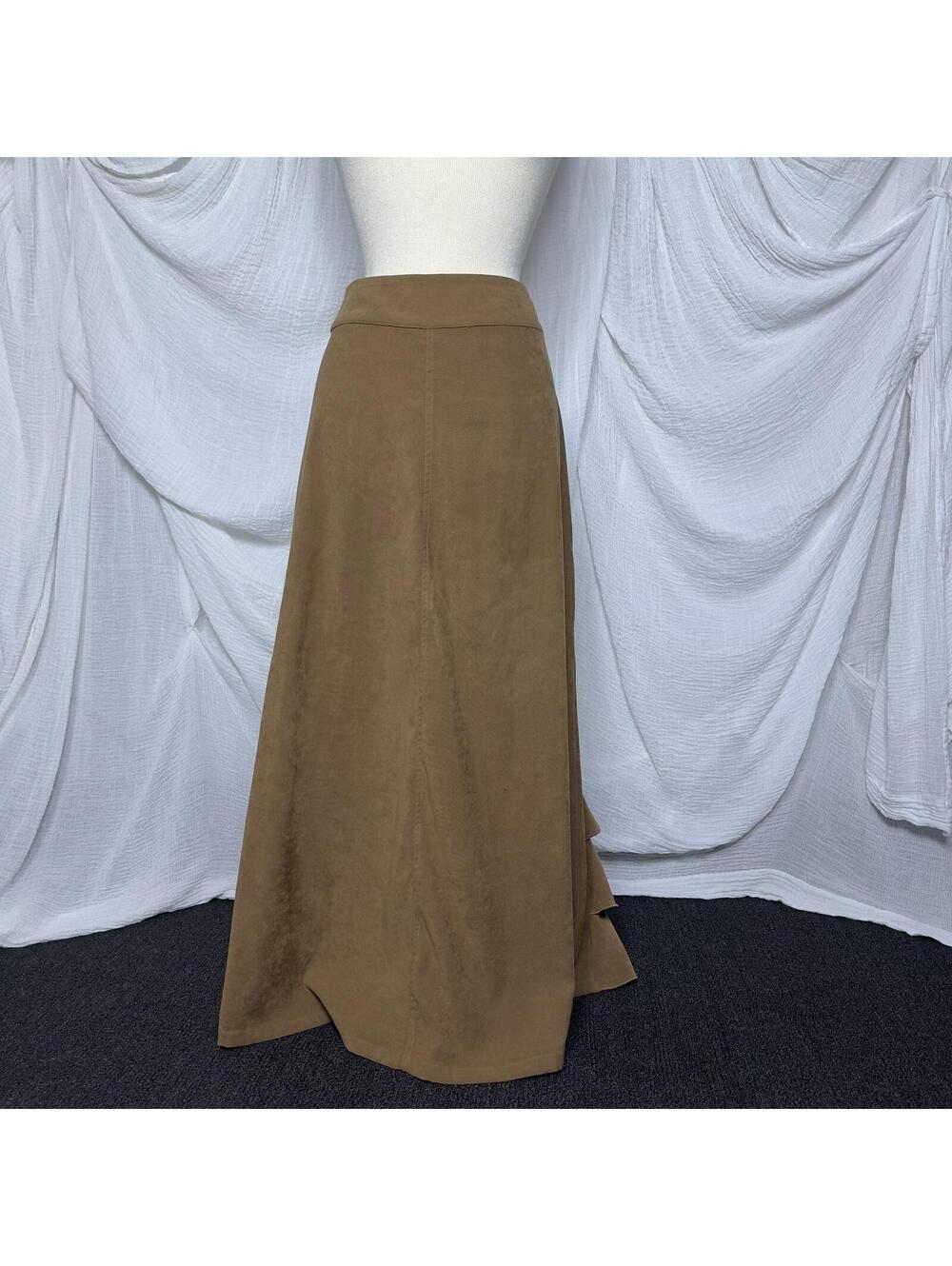 Indie Brown Suede Ruffled Maxi Skirt Size 16